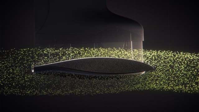 Animation of water flowing around the foil.